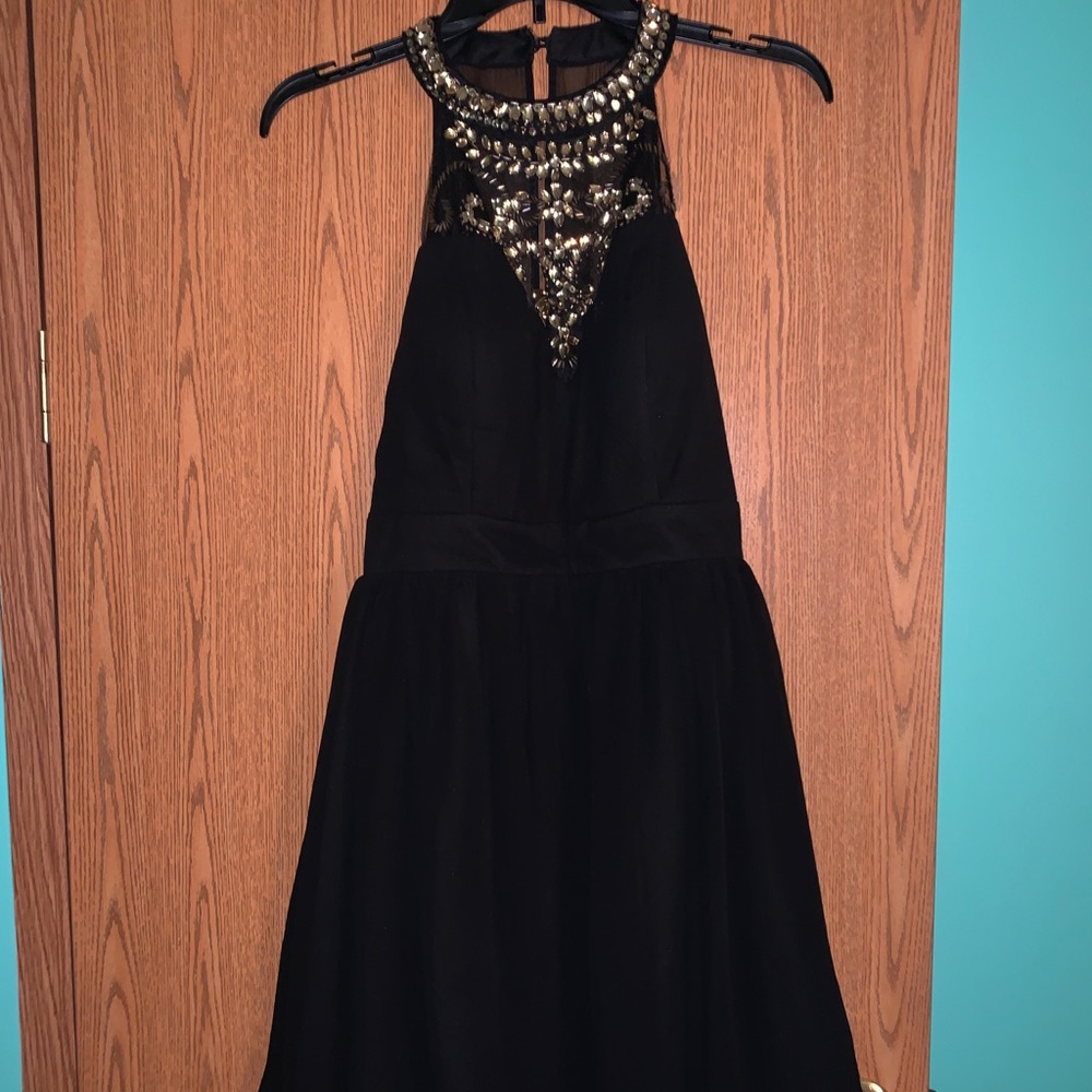 Black and gold formal dress
